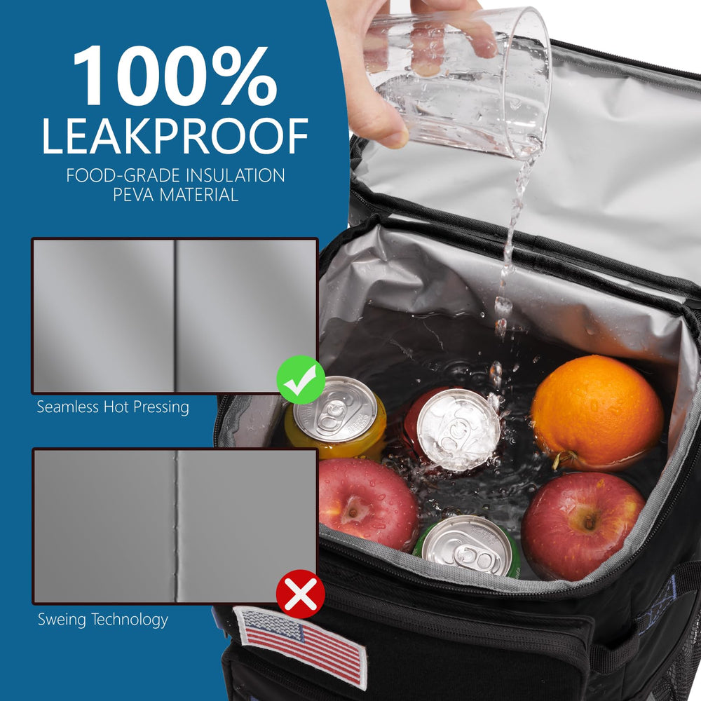 COOLREX Large Backpack Cooler leakproof liner prevents melted ice leaks.