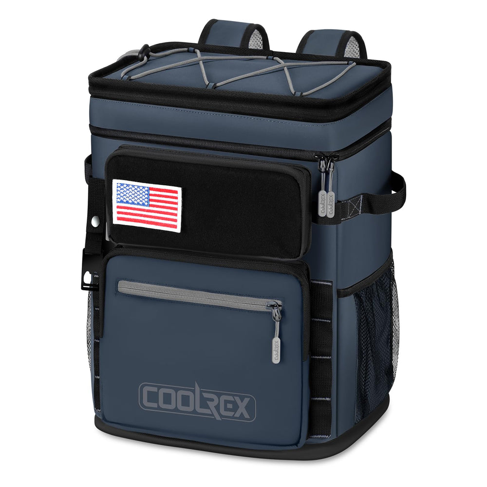 COOLREX Large Backpack Cooler side pockets hold water bottles on the go.