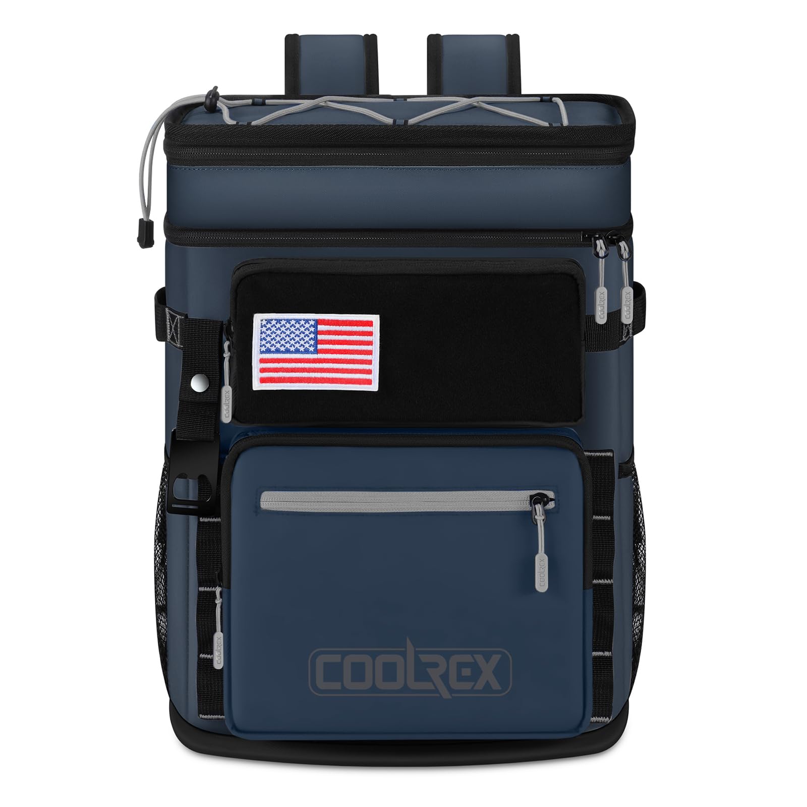 COOLREX Large Backpack Cooler top compartment keeps snacks organized for on-the-go trips.