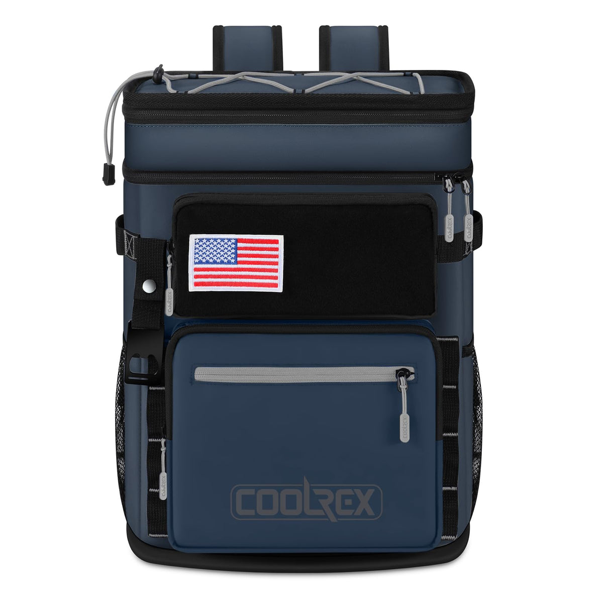 COOLREX Large Backpack Cooler top compartment keeps snacks organized for on-the-go trips.