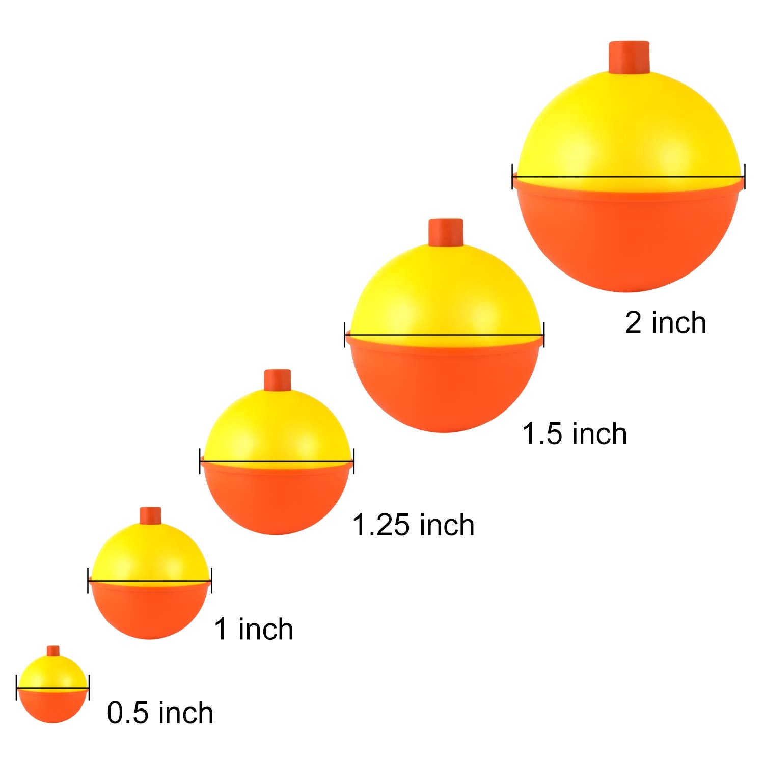 0.5 inch yellow fishing bobber