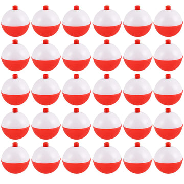 Coopay 60-piece ABS fishing bobbers set in red and white, 1 inch
