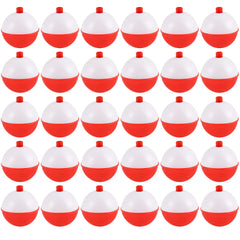 Coopay 60-piece ABS fishing bobbers set in red and white, 1 inch