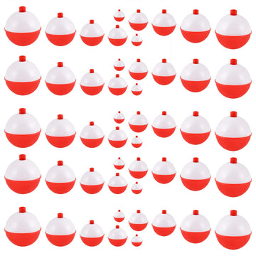 Coopay fishing bobbers set 50pcs in red and white ABS floats