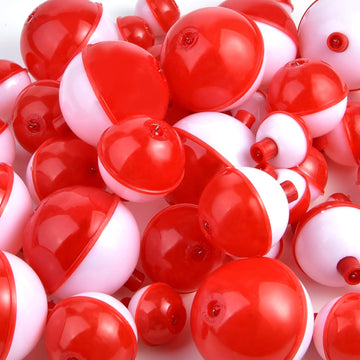 50-piece fishing bobber set neatly displayed