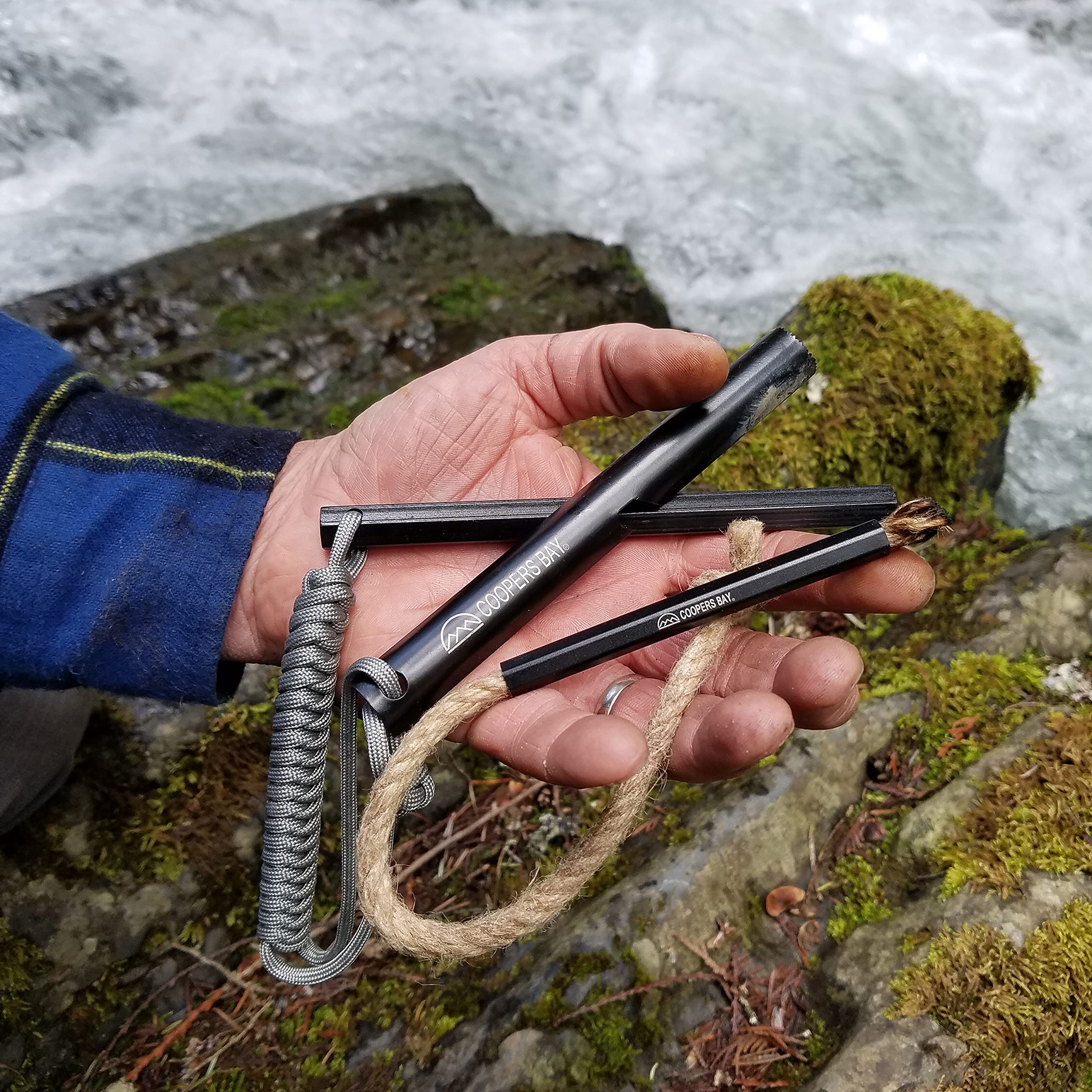 Coopers Bay Hexalite ferro rod scraper with sharp teeth for tinder prep