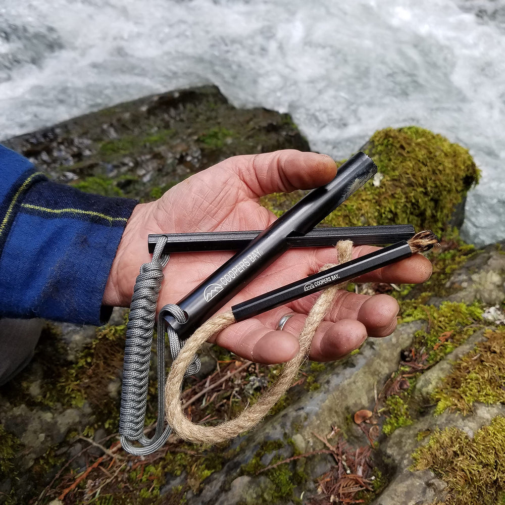 Coopers Bay Hexalite ferro rod scraper with sharp teeth for tinder prep
