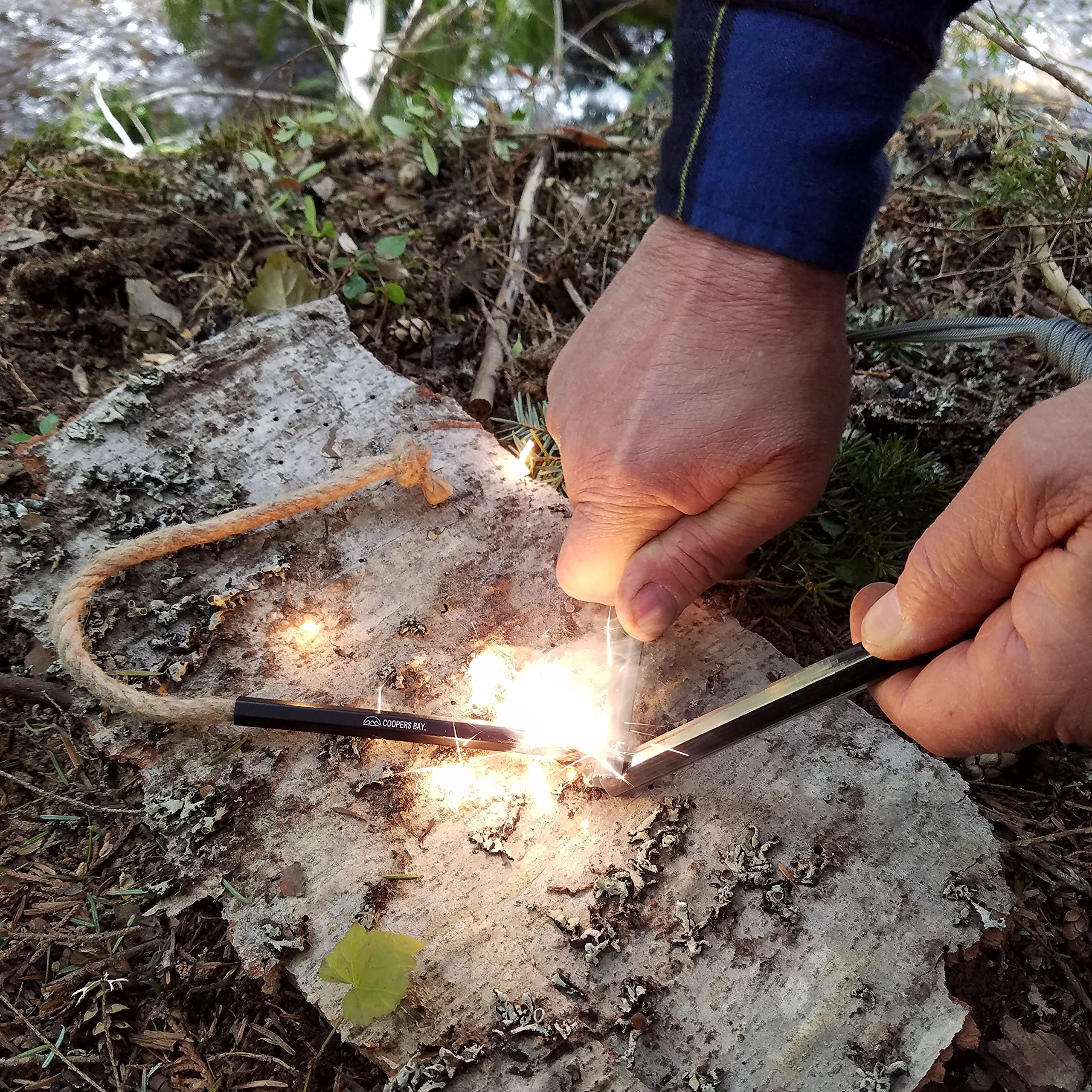 Coopers Bay Tinder FireWick wax-infused rope catches sparks easily