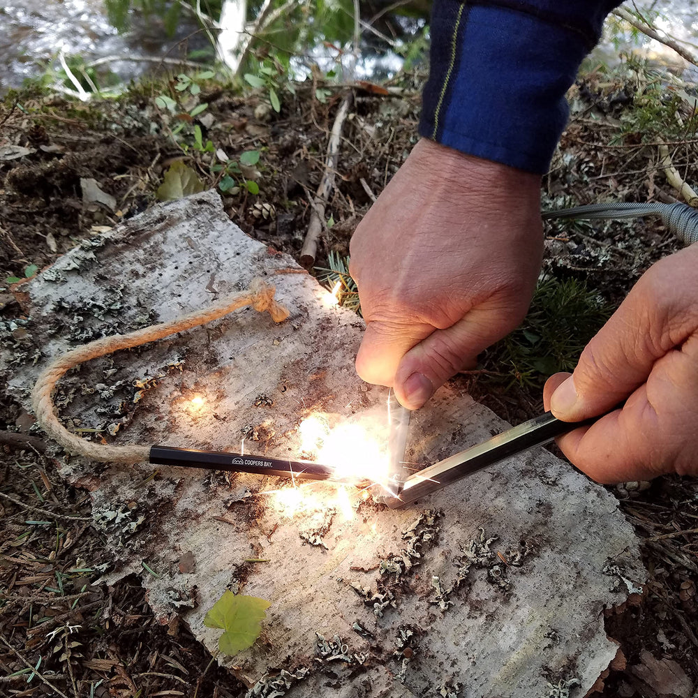 Coopers Bay Tinder FireWick wax-infused rope catches sparks easily