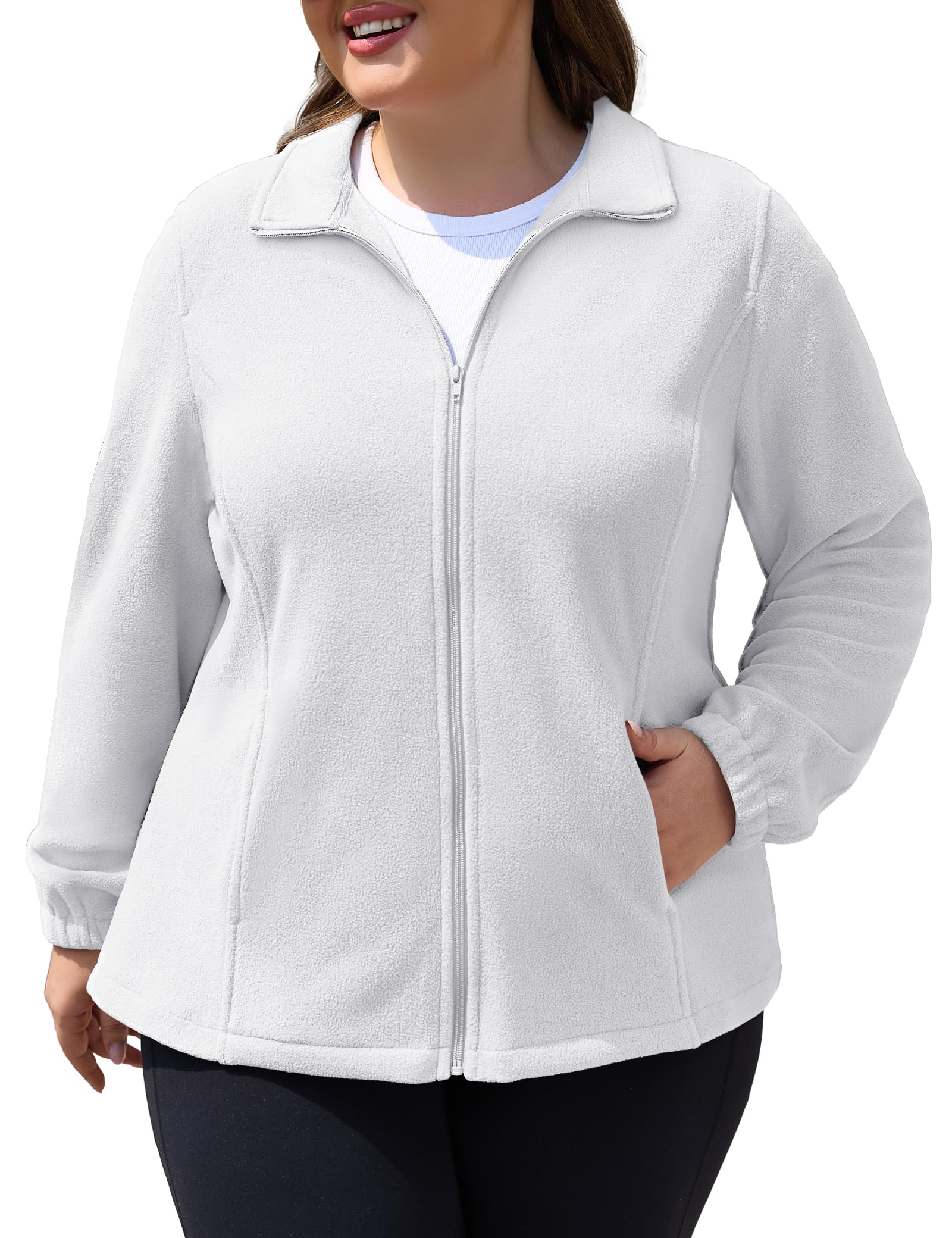 COOTRY plus size fleece jacket front view showing compact warmth for everyday layering