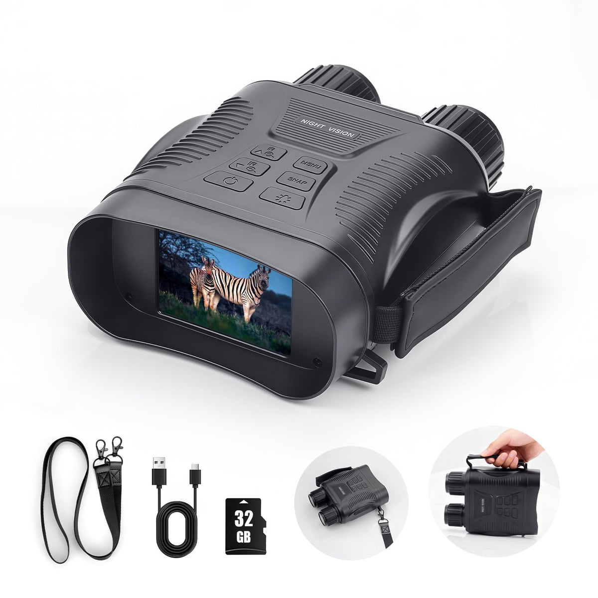 COOVIE Night Vision Goggles front view showing compact design for field use