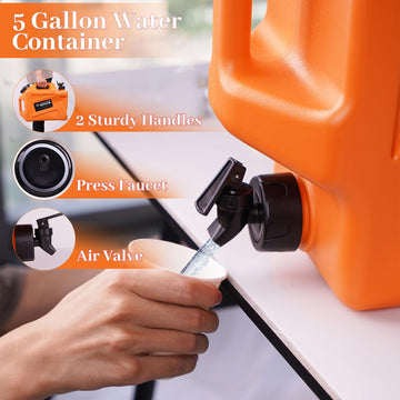 COOZMENT lightweight water jug with dual handles for travel and hiking.