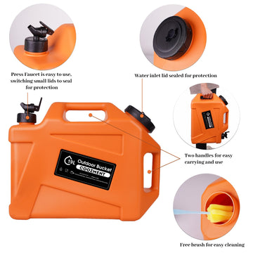 COOZMENT portable water jug with dual carry handles for camping and hiking.