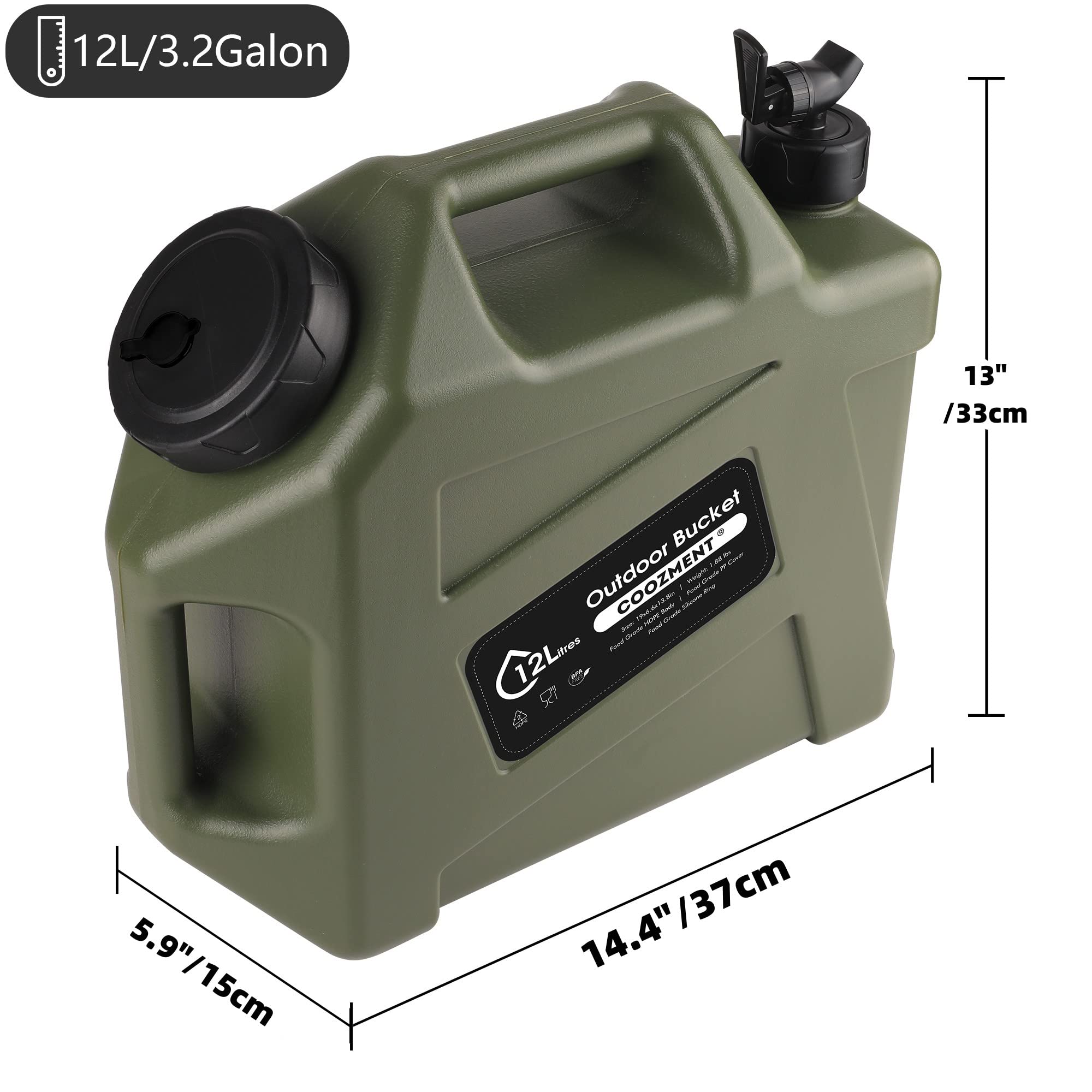 COOZMENT two-handles portable water tank for easy transport