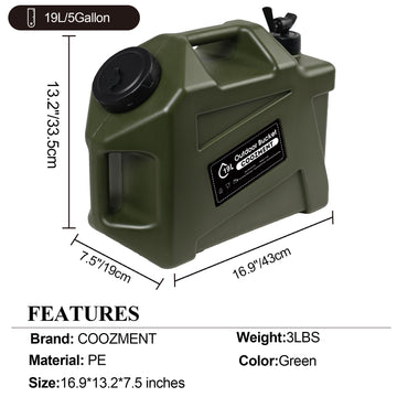 COOZMENT water container with cleaning brush for easy maintenance