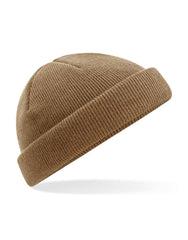 COOZO Recycled Mini Fisherman Beanie Biscuit front view for everyday warmth and style