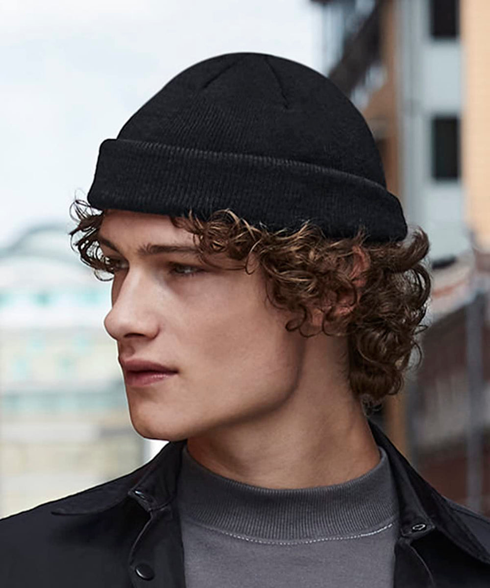 COOZO beanie shallow crown design highlights modern silhouette.