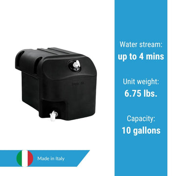 CoPar 10 gallon water tank front view for efficient rinsing