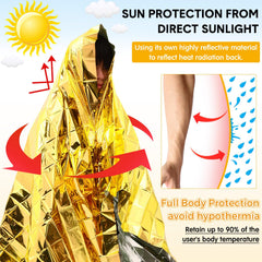 Copkim emergency blanket 83x55 inches unfolded for full body coverage outdoors