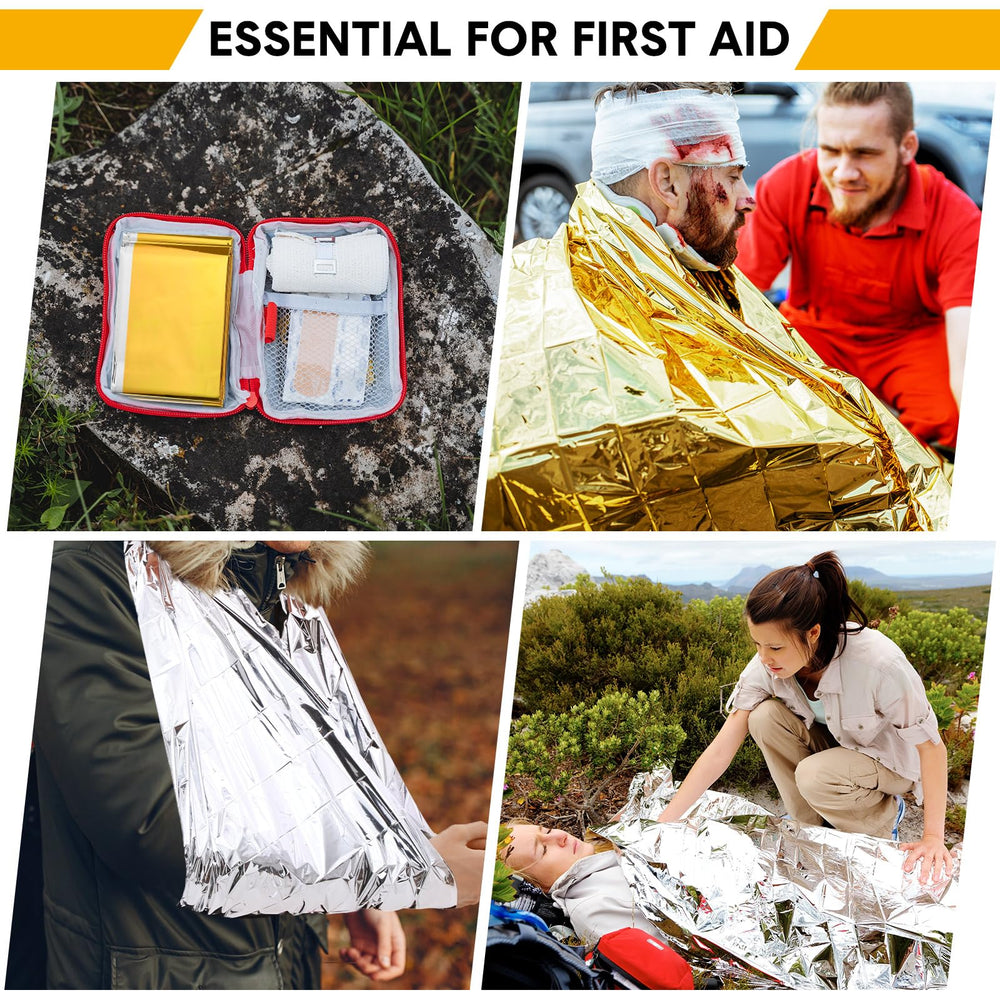 Copkim emergency blanket folded compact 4x5 inches fits in bags and cars