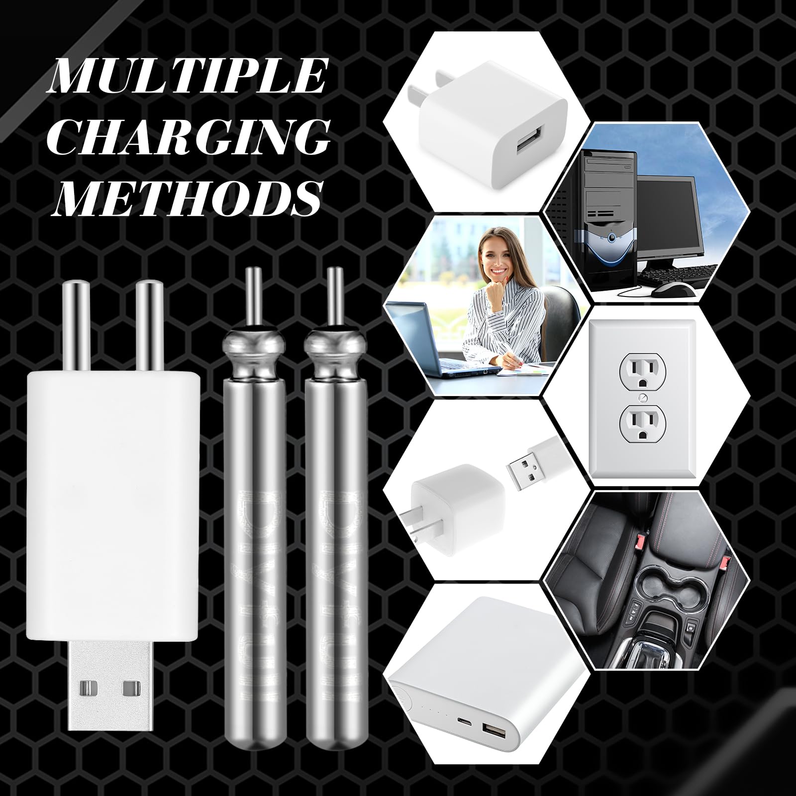 Packaging and charger included with Copkim rechargeable batteries