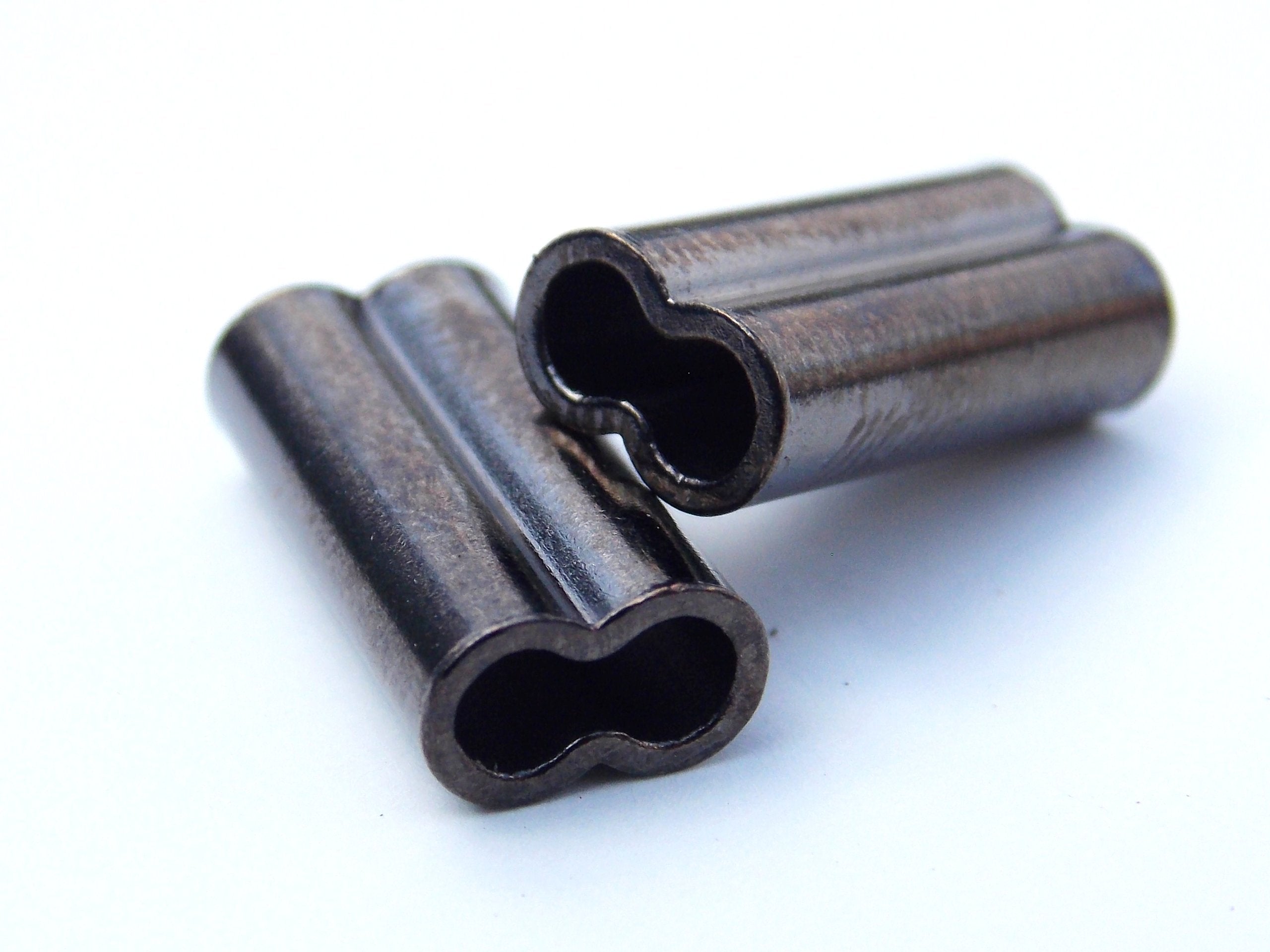 Copper double barrel crimp sleeves 2.2mm x 15mm - 100 pieces