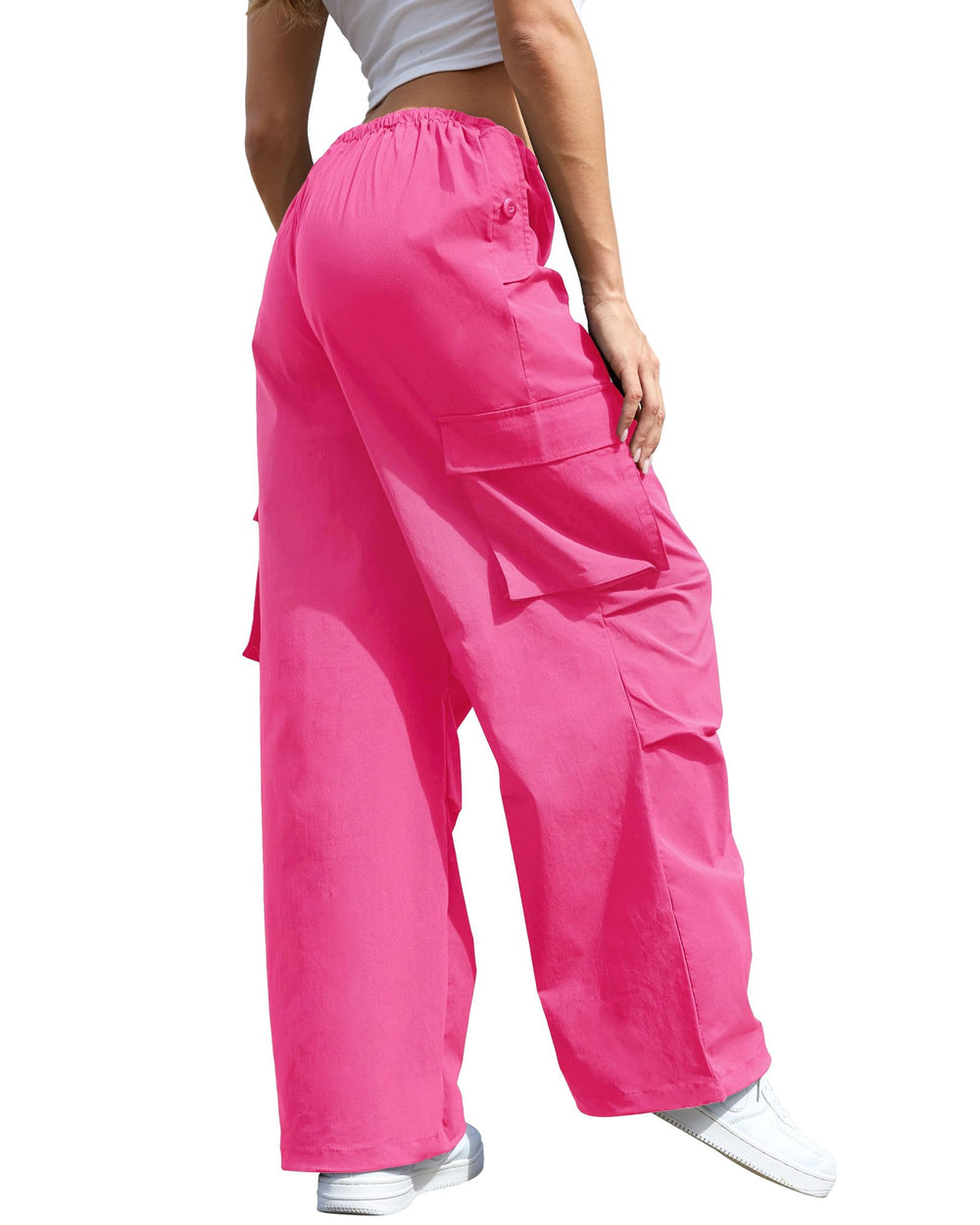 COPYLEAF cargo pants back view highlights loose baggy silhouette and street-ready vibe.