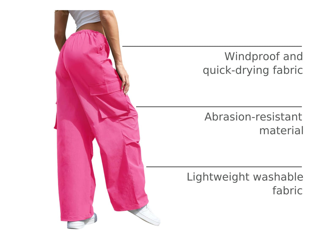 COPYLEAF Cargo Pants Hot Pink waist-drawstring shows adjustable fit