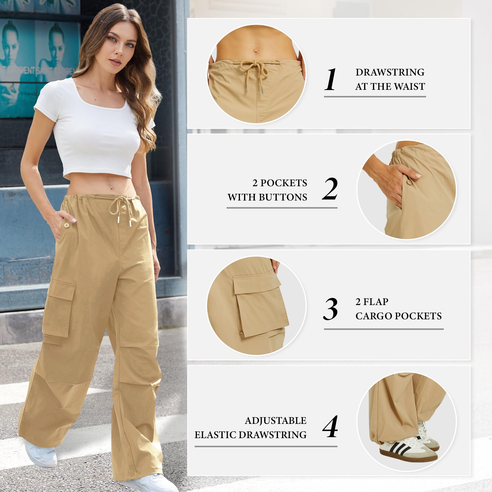 Copyleaf cargo pants for women, packable design; travel-friendly and quick-drying.