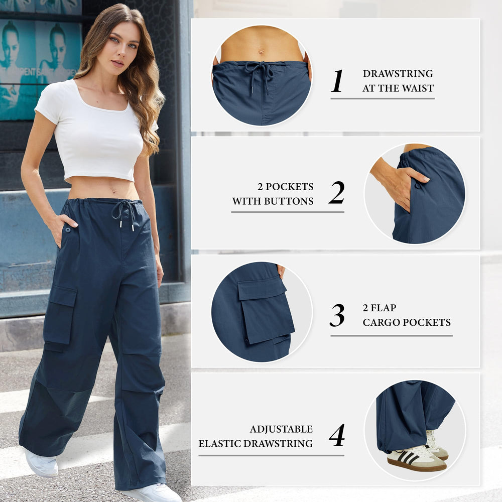 Copyleaf y2k street style pants navy pairing with crop tops for versatile city looks.