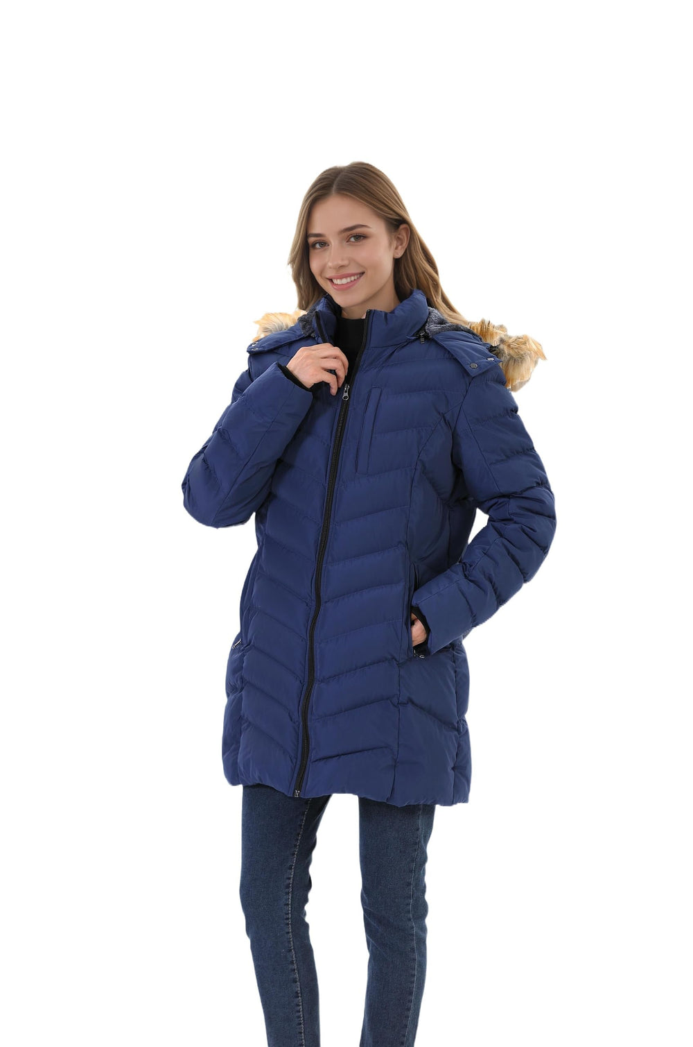 CorBuyit women's winter puffer jacket front view shows lightweight warmth for daily comfort.