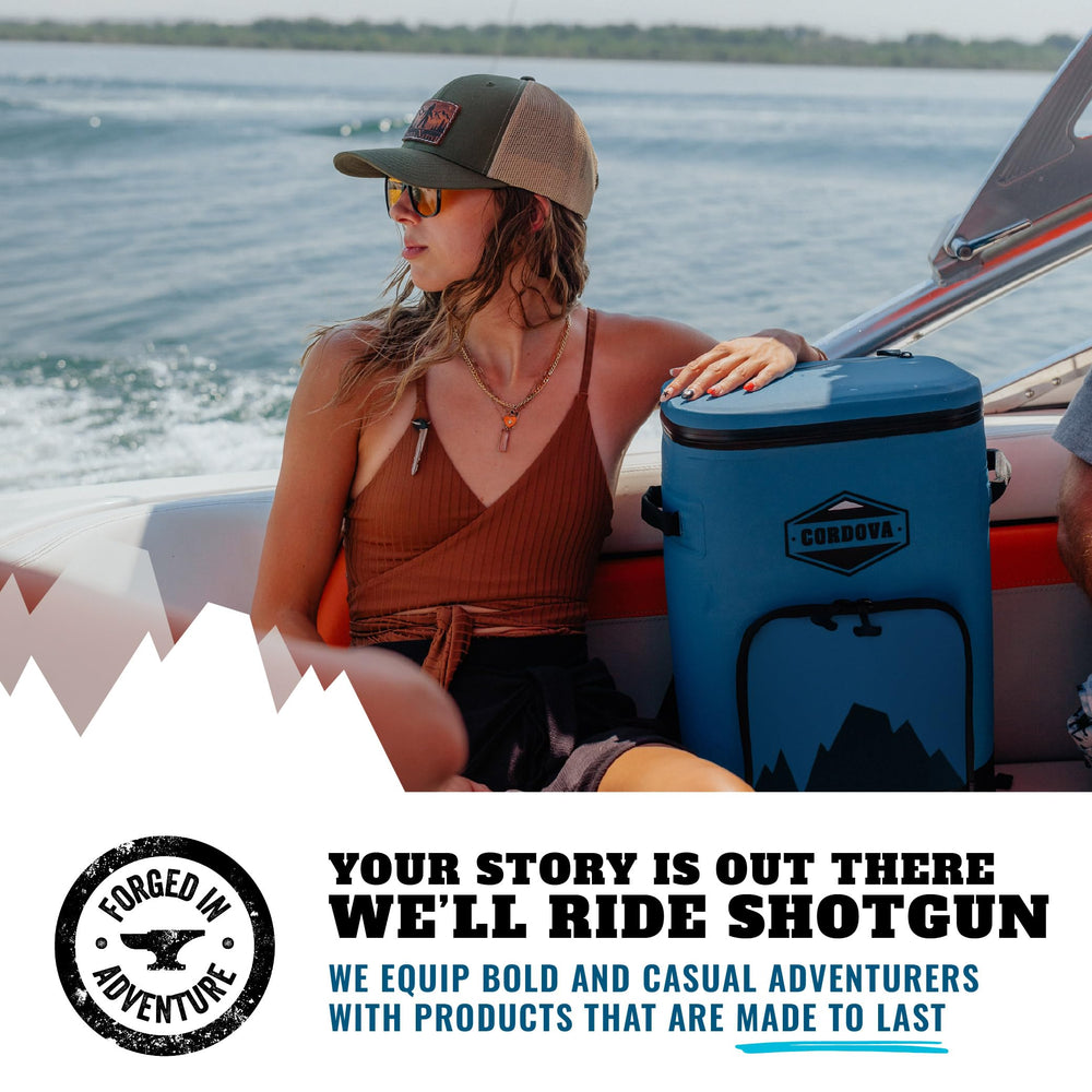 Cordova Outdoors Backcountry Class soft cooler holds 24 cans for groups.