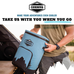Cordova Outdoors Backcountry Class soft cooler with comfortable shoulder straps for hiking.