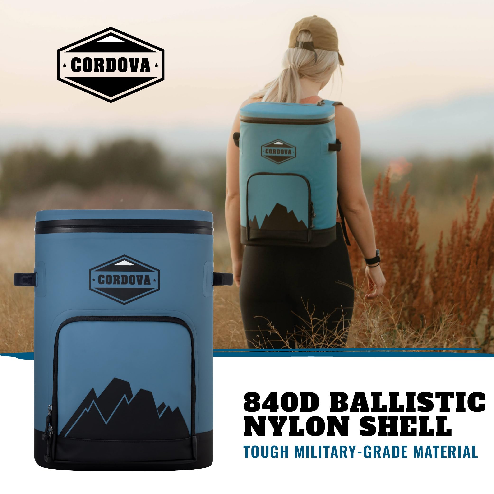 Cordova Outdoors Backcountry Class soft cooler with watertight main compartment.