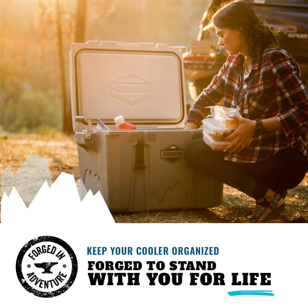 Cordova Outdoors Basecamp Class Wire Basket corner-storage view for efficient packing and quick access.