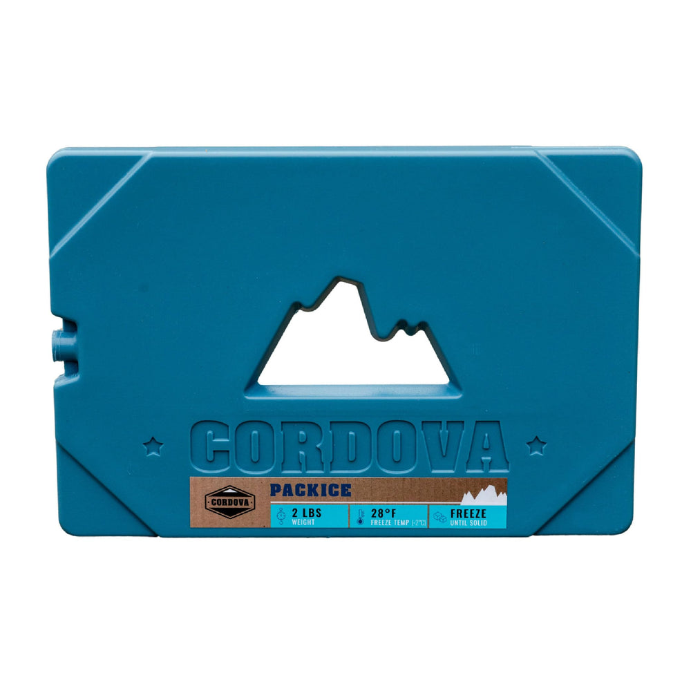 Cordova Outdoors Packice Yonder 2 lb front view shows rugged cooling for camping trips
