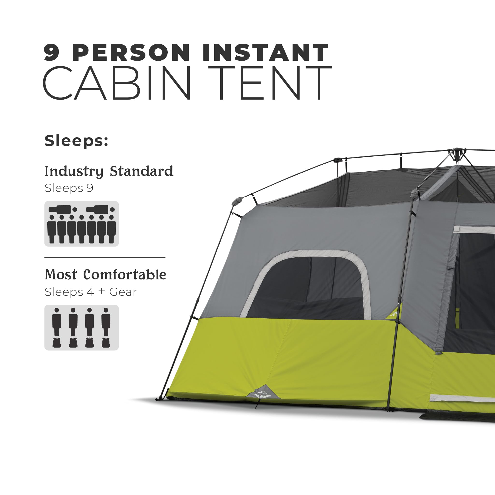 CORE 14x9 floor plan cabin tent provides spacious sleep area and gear-friendly layout.