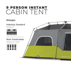 CORE 14x9 floor plan cabin tent provides spacious sleep area and gear-friendly layout.