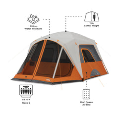CORE 6-person cabin tent screen room ideal for outdoor lounging.