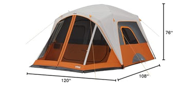 CORE 6-person cabin tent ventilation mesh ceiling helps hot air escape.