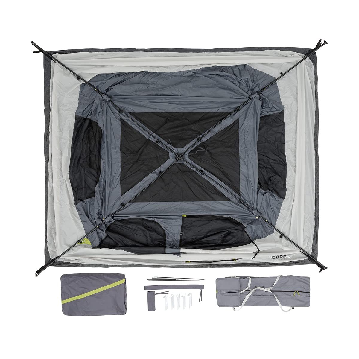 CORE 6-person instant cabin tent center-height 72-inch highlights tall interior space.