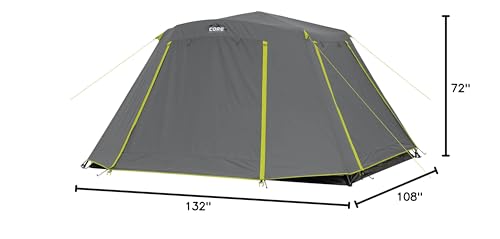 CORE 6-person instant cabin tent dimensions 11x9 feet demonstrates generous sleeping footprint.