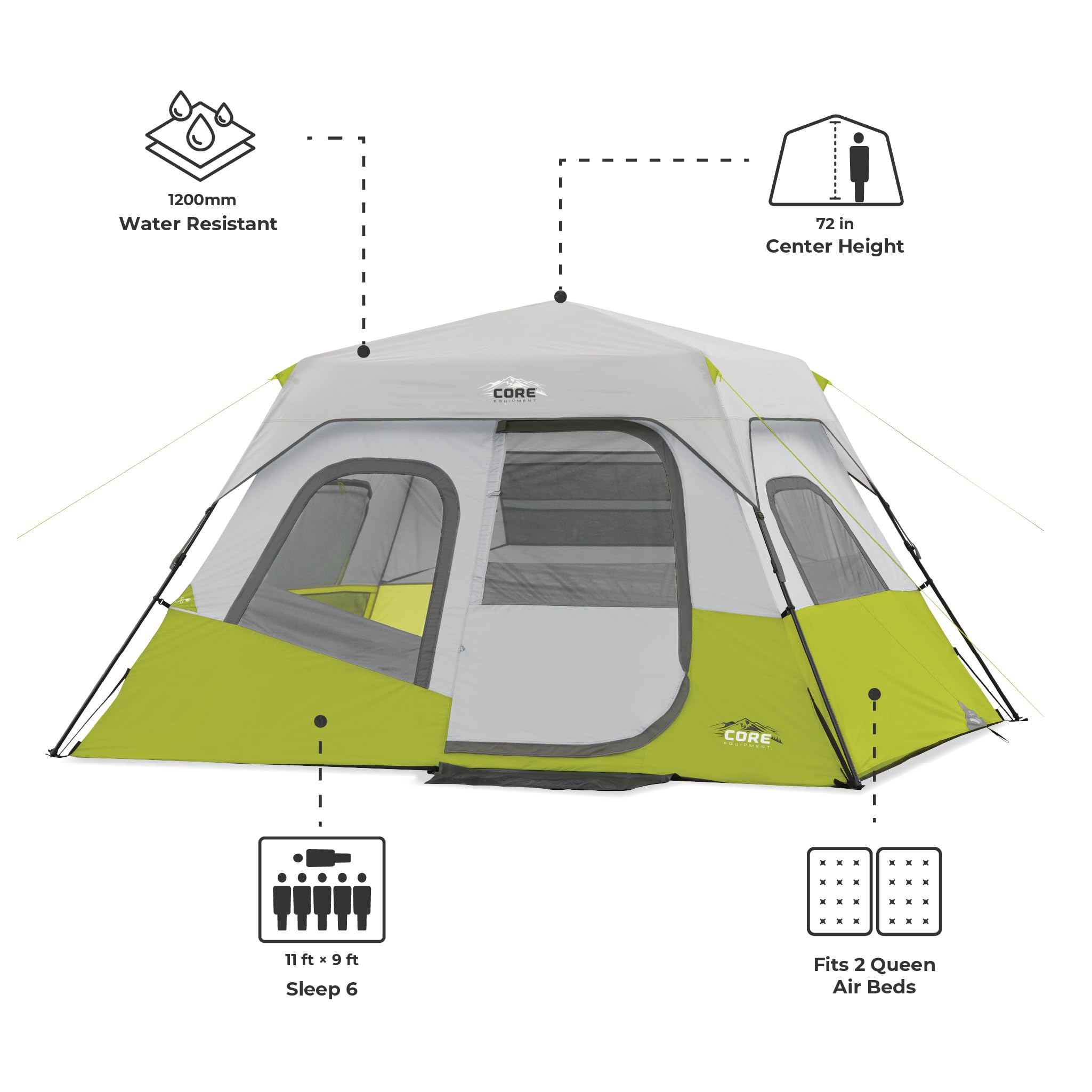 CORE tent gear loft keeps essentials off the floor and accessible