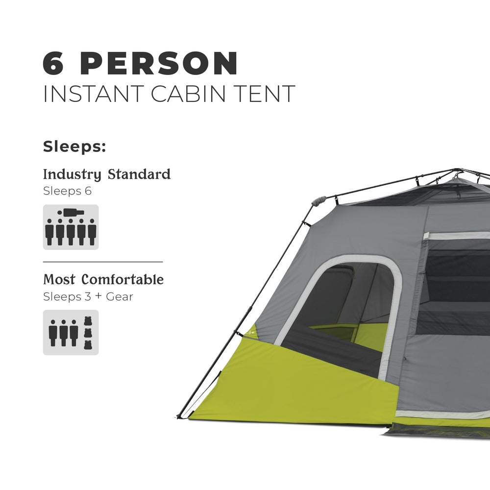 CORE 6-person instant cabin tent interior organizer keeps essentials within reach.