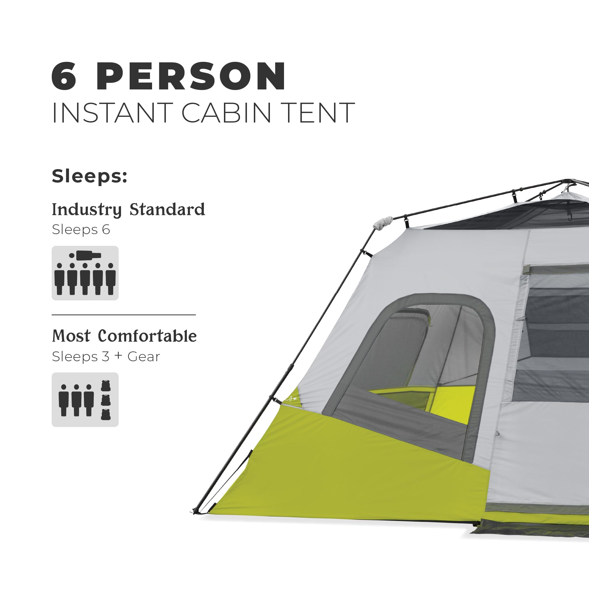 CORE 6-Person Instant Cabin Tent interior space for air beds and gear