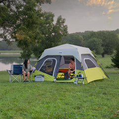 CORE 6-person instant cabin tent rainfly sealed seams protects against weather.