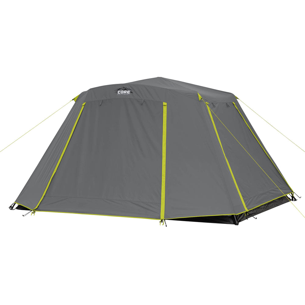 CORE 6-person instant cabin tent setup demonstrates rapid pop-up convenience for family camping.