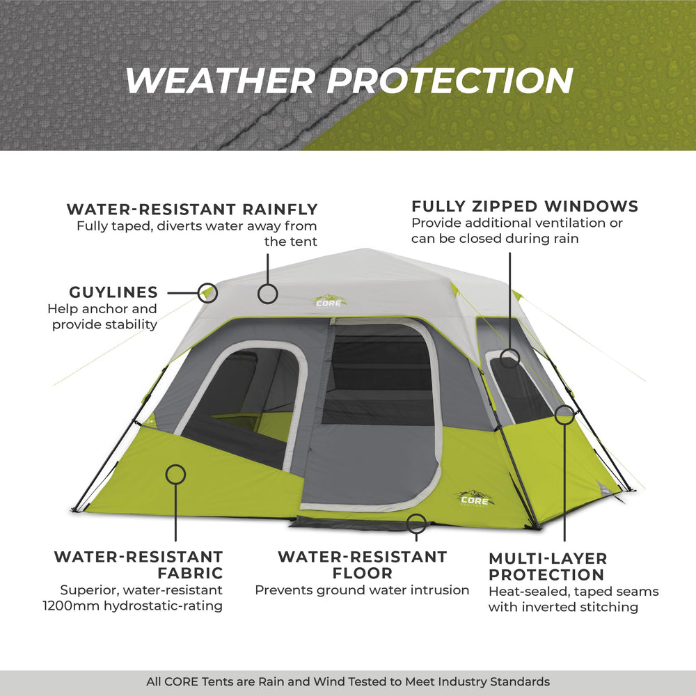 CORE 6-person instant cabin tent two queen beds fit for sleep.