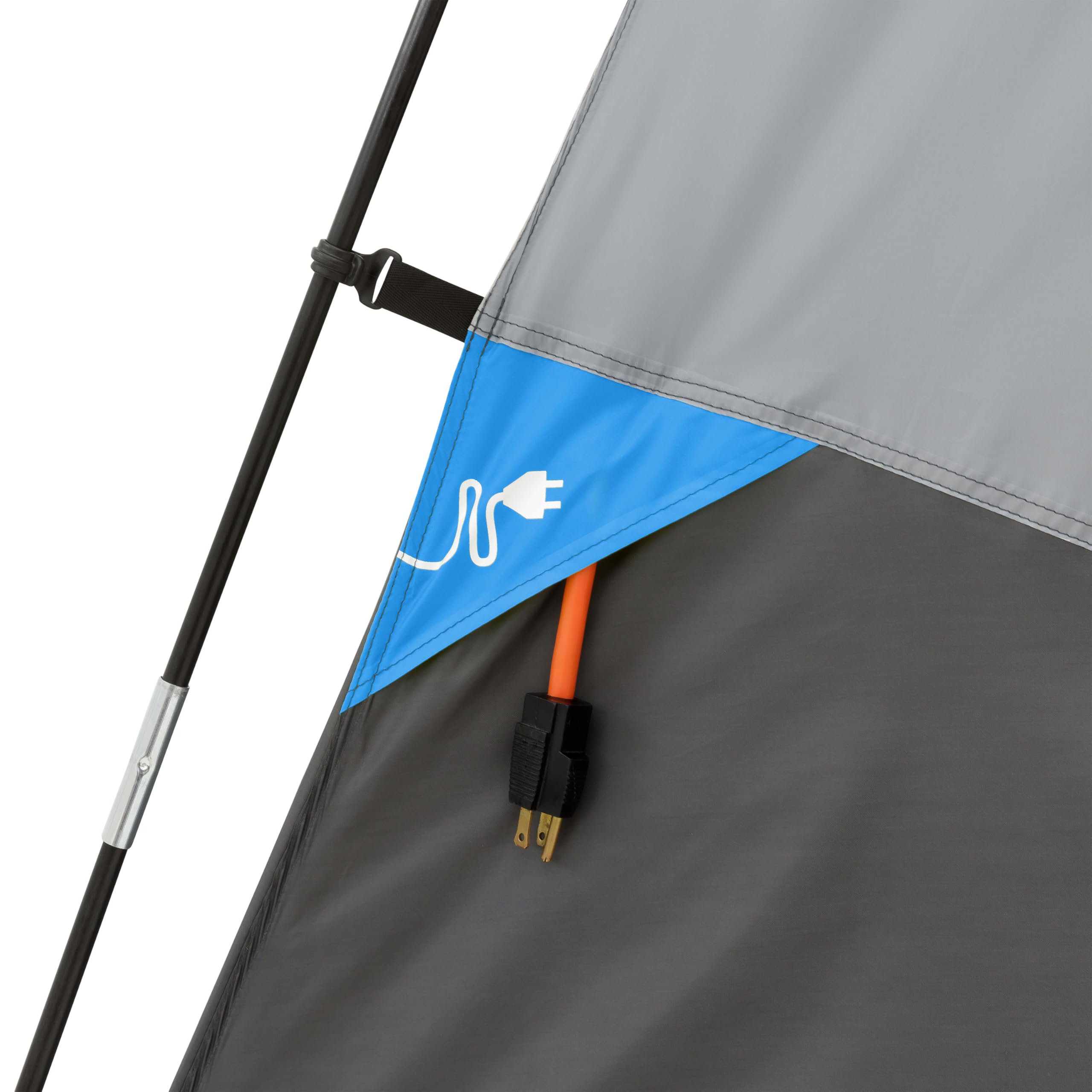 CORE carry bag includes tent, rainfly, poles, stakes, and battery compartment