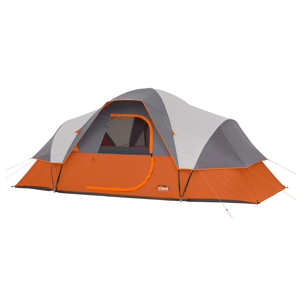 CORE 9 Person Extended Dome Tent interior with spacious sleeping area and gear loft for organization.